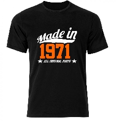 Koszulka czarna męska Made in 1971 na urodziny